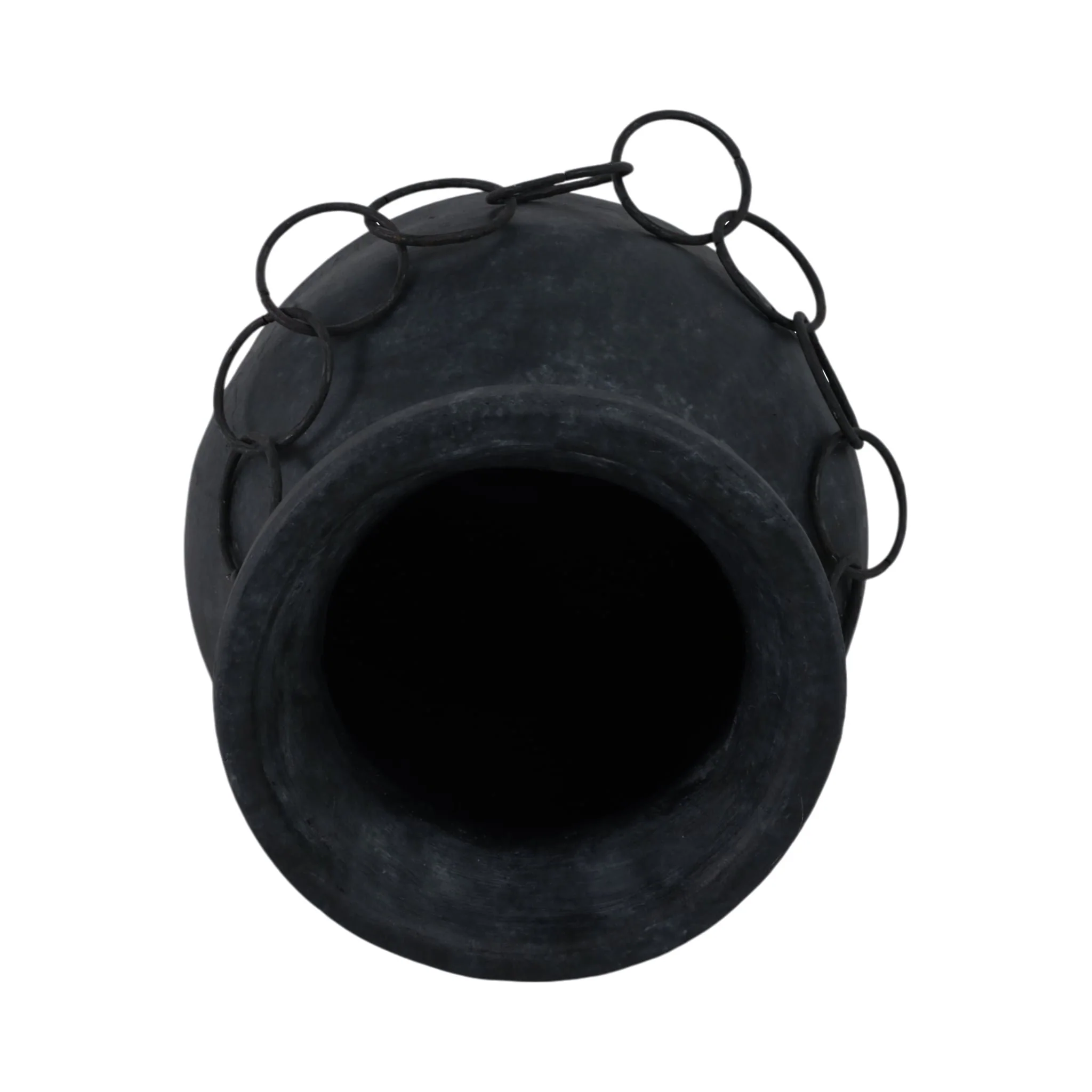10x8" Rustic Vase With Chain, Black - Image 6