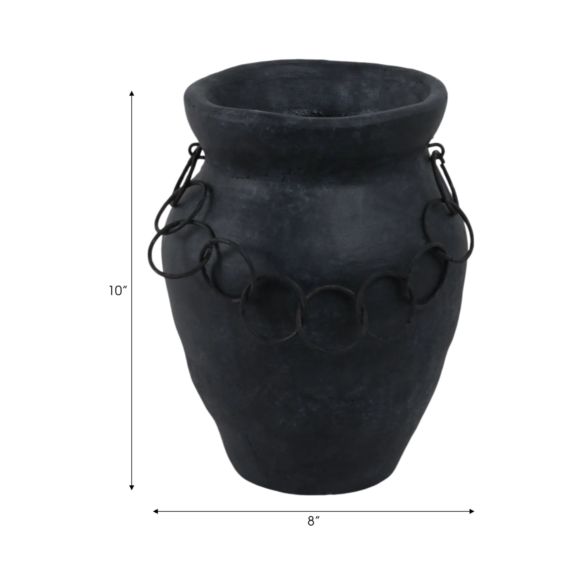 10x8" Rustic Vase With Chain, Black - Image 8
