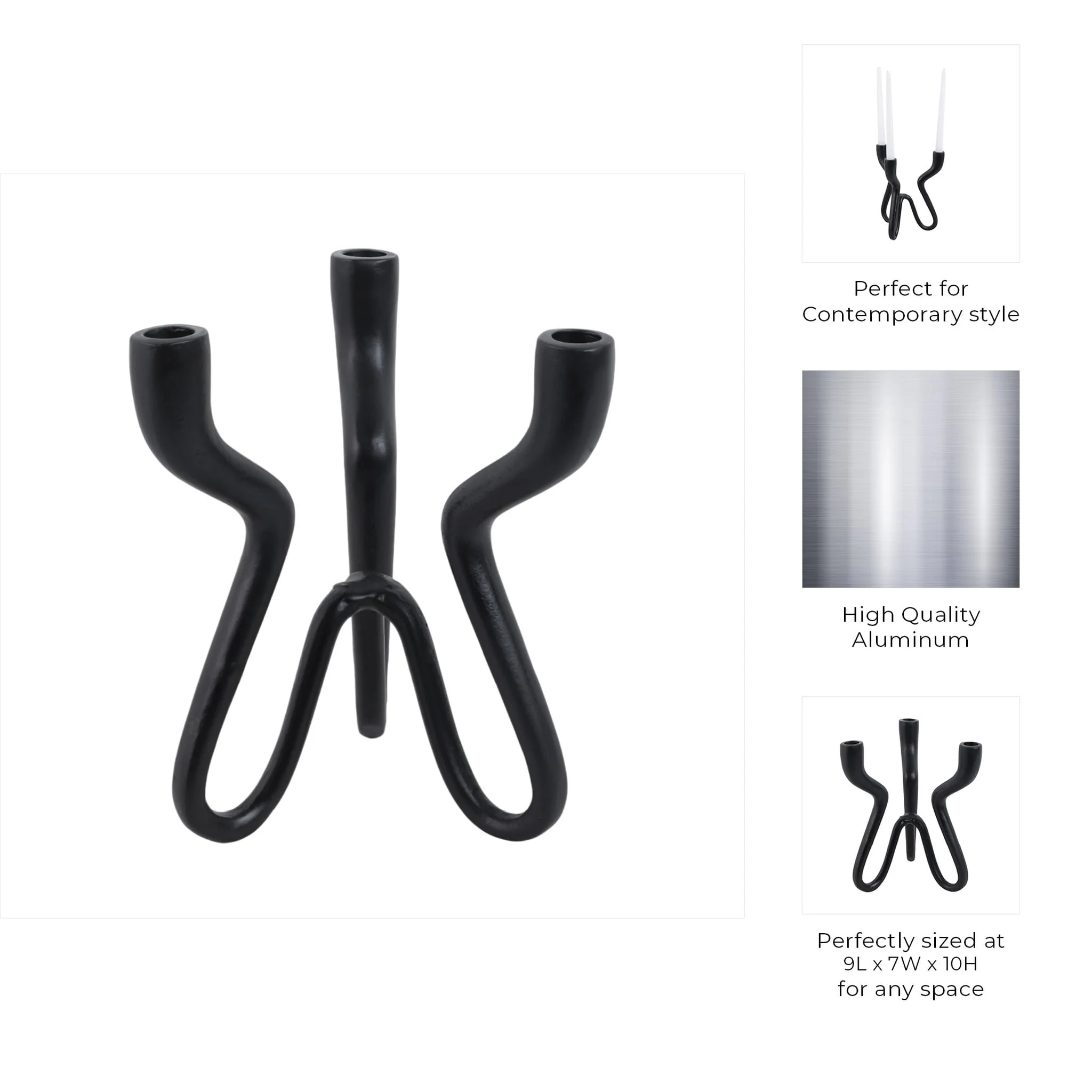 10x9" Loopy 3-taper Holder, Black - Image 9