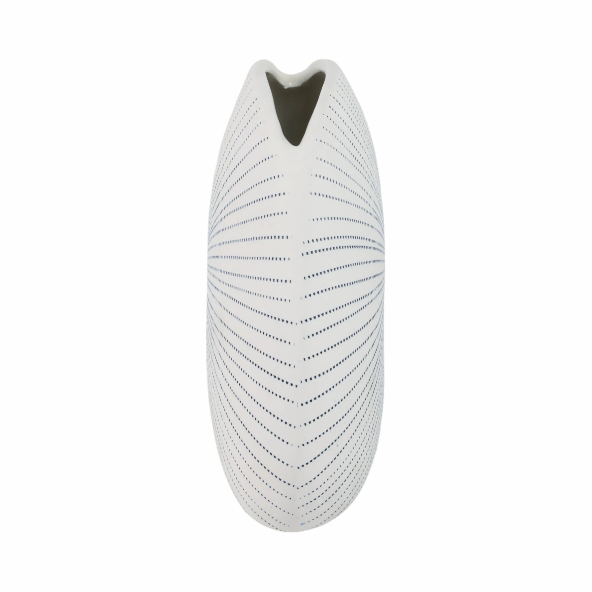 10x9" Round Dotted Shell Vase, White/blue - Image 3