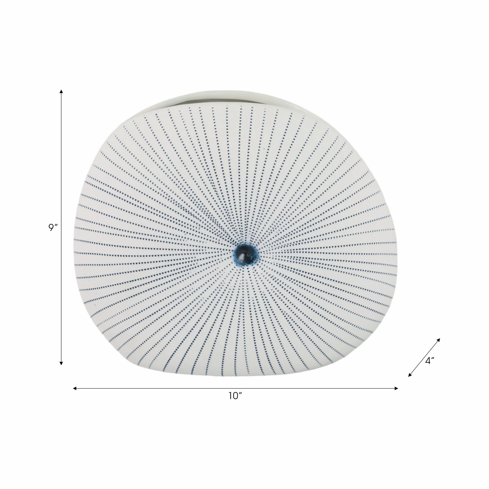 10x9" Round Dotted Shell Vase, White/blue - Image 8