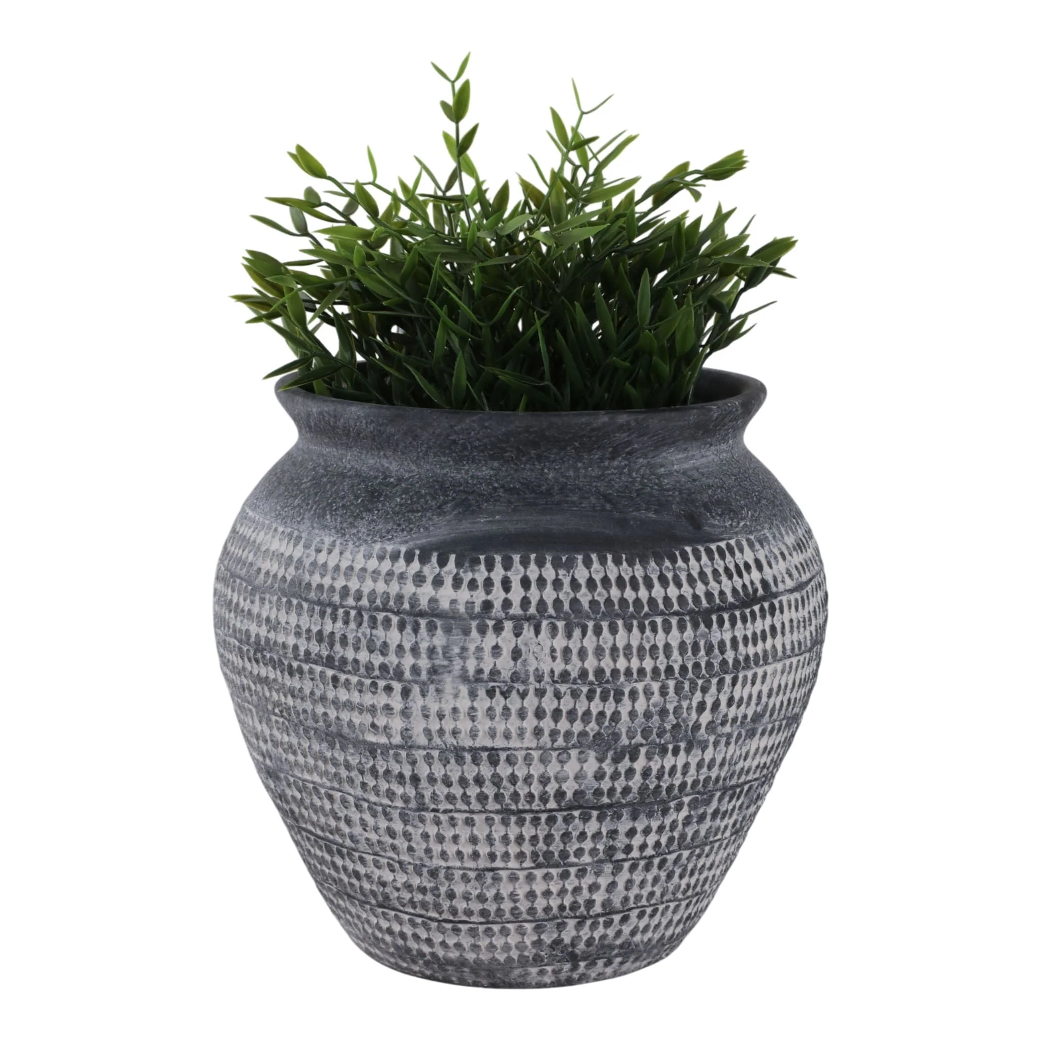 10x9" Textured Stoneware Vase, Black - Image 2