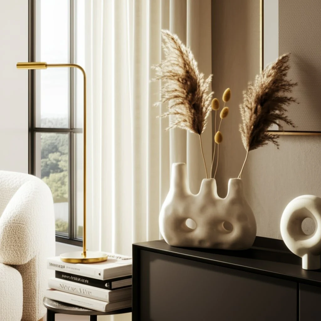 11" 3 Opening Vase, Ivory - Image 10