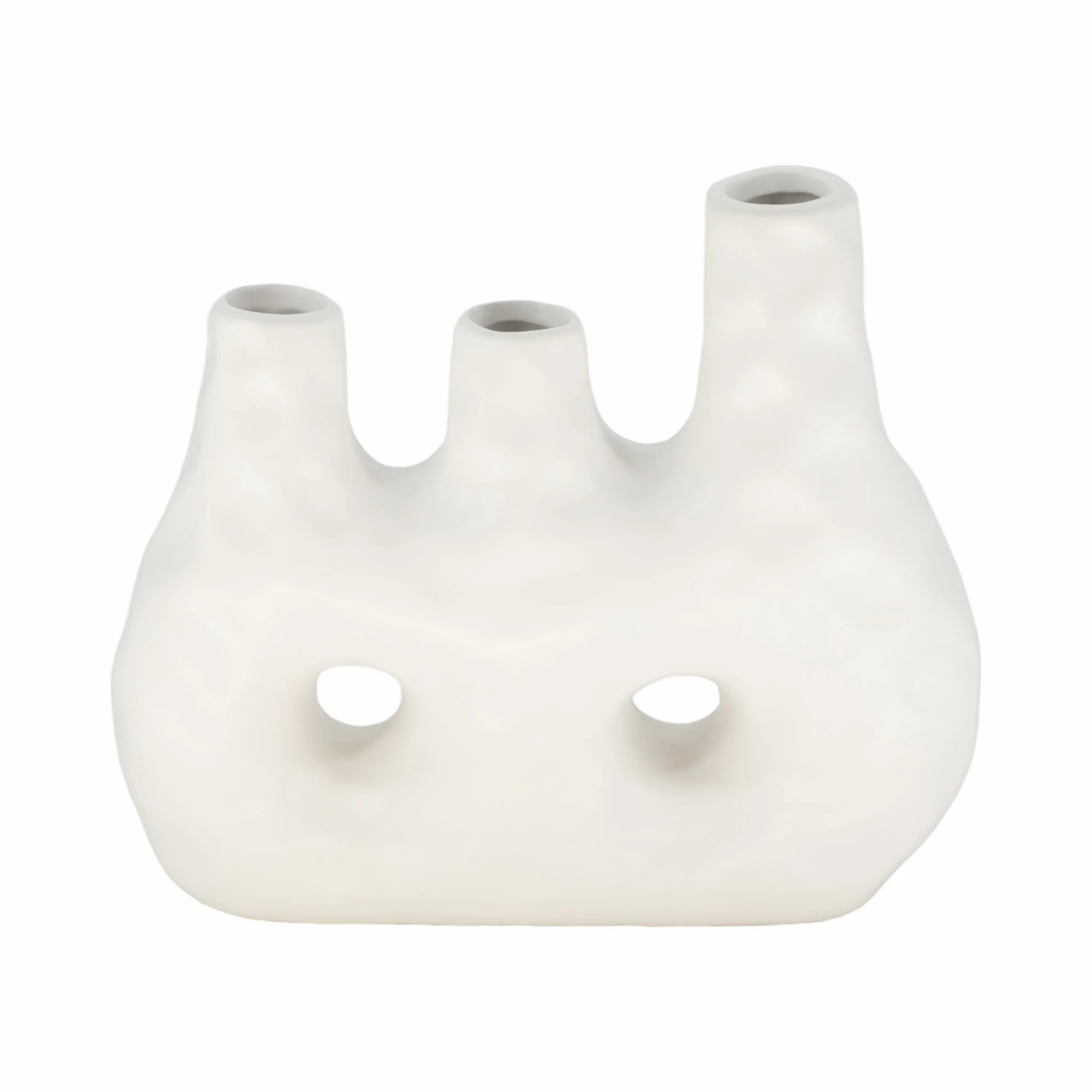 11" 3 Opening Vase, Ivory - Image 4