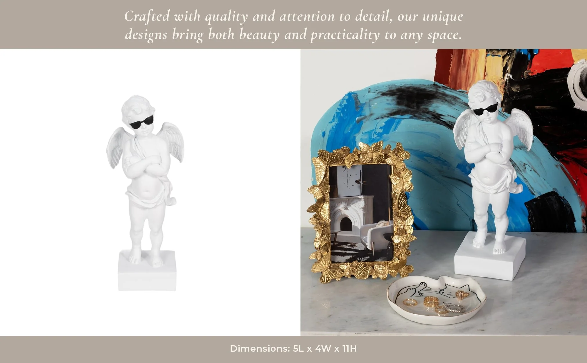 11" Angel With Sunglasses, White - Image 10
