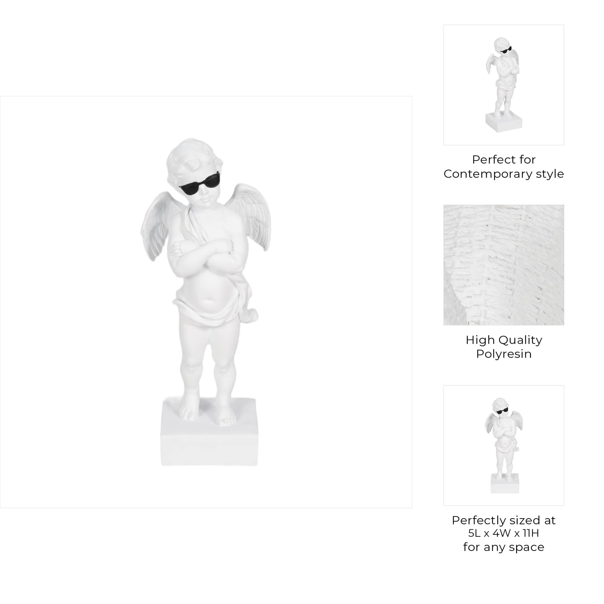 11" Angel With Sunglasses, White - Image 9
