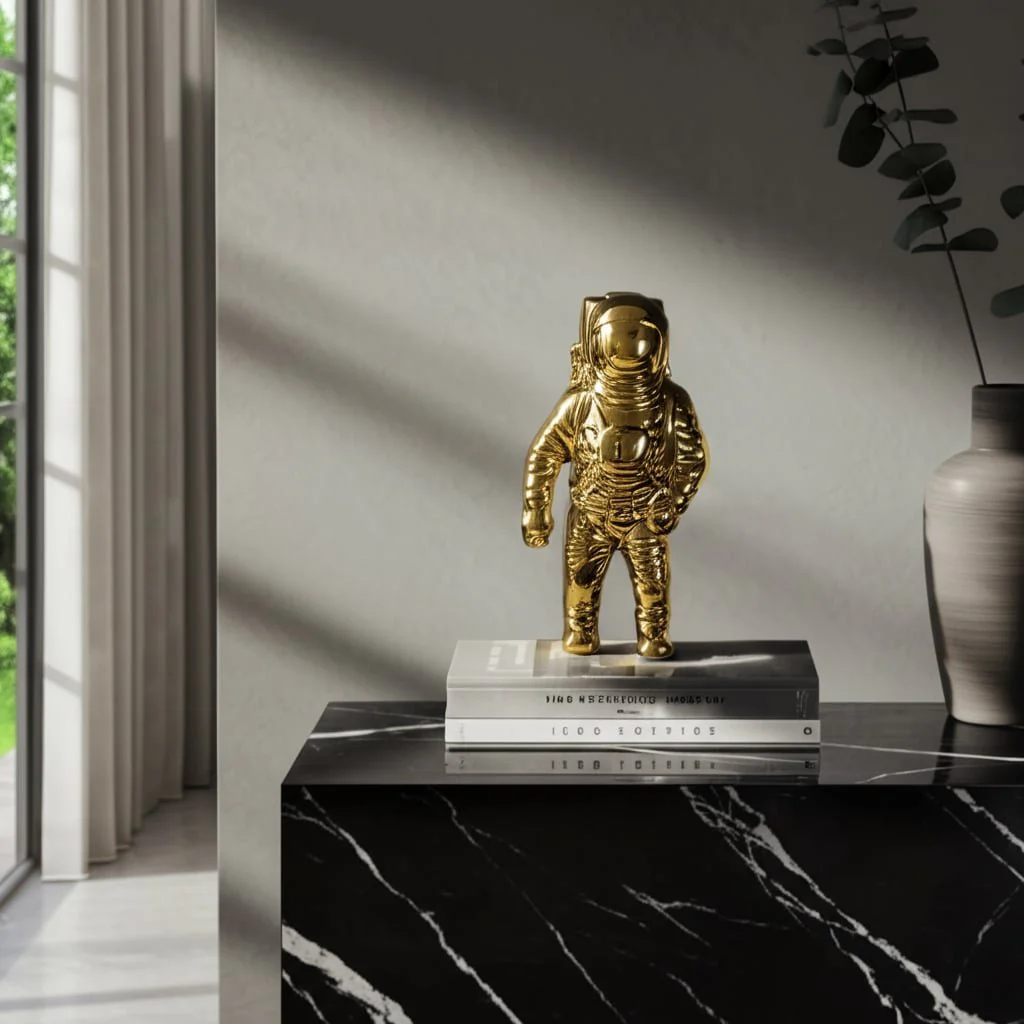 11" Astronaut Statuette, Gold - Image 10