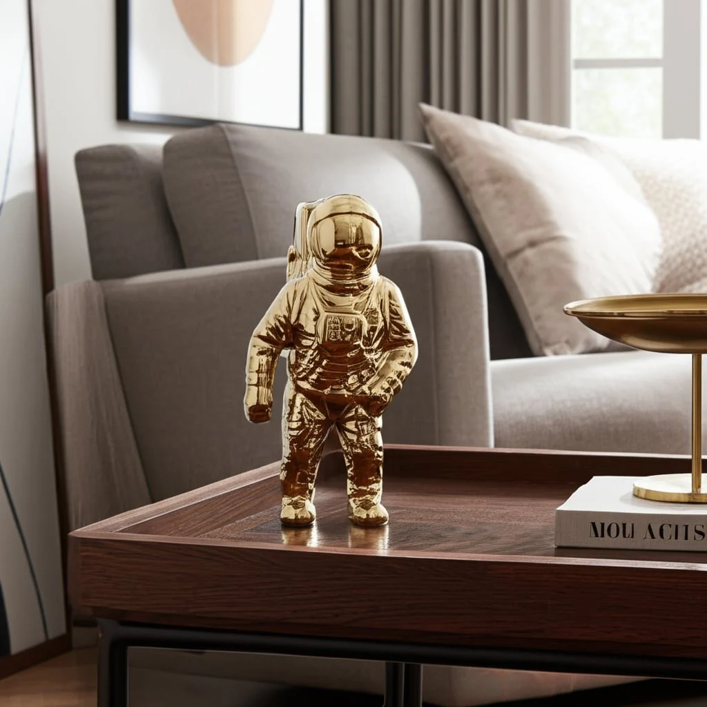 11" Astronaut Statuette, Gold - Image 12