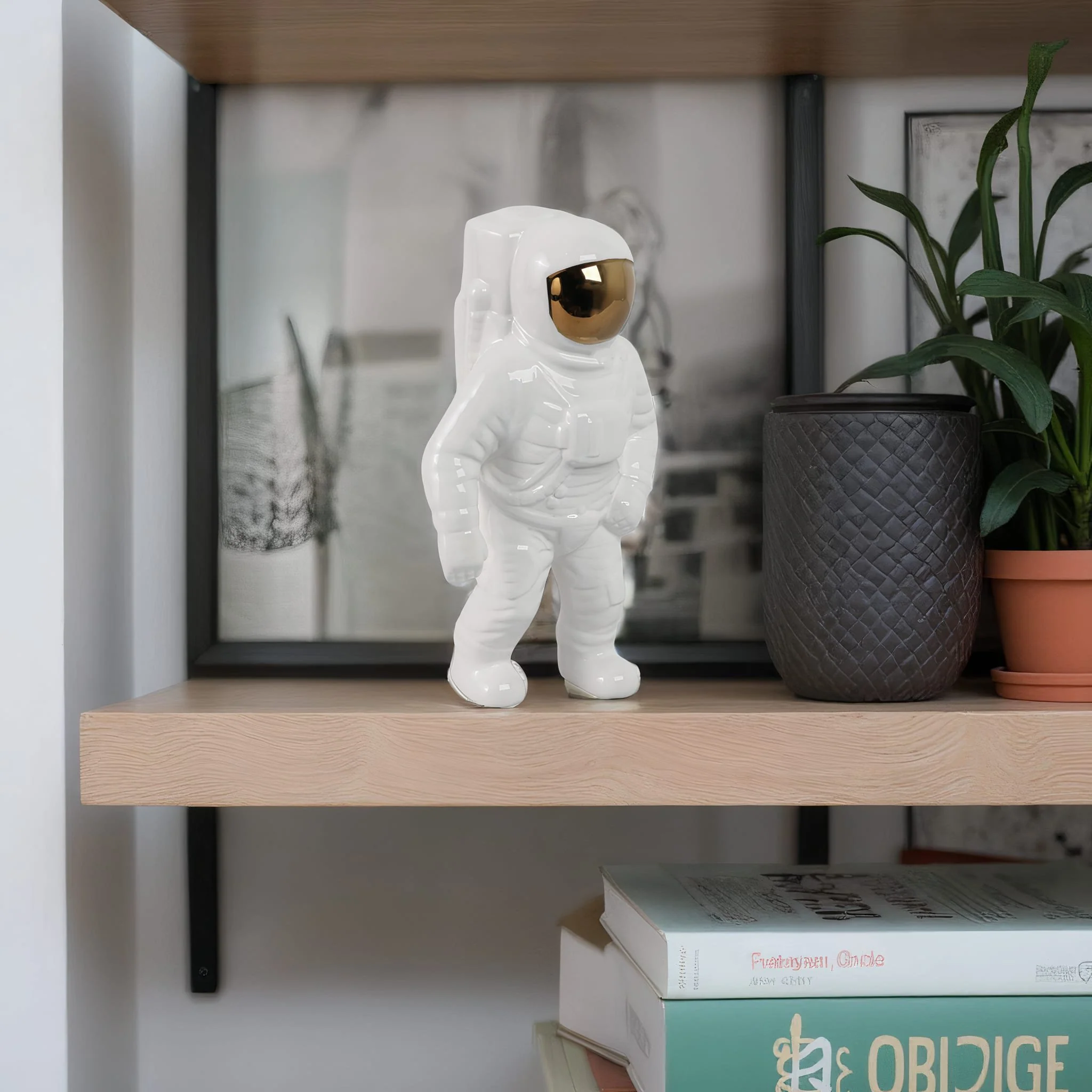 11" Astronaut Statuette, White/gold - Image 12