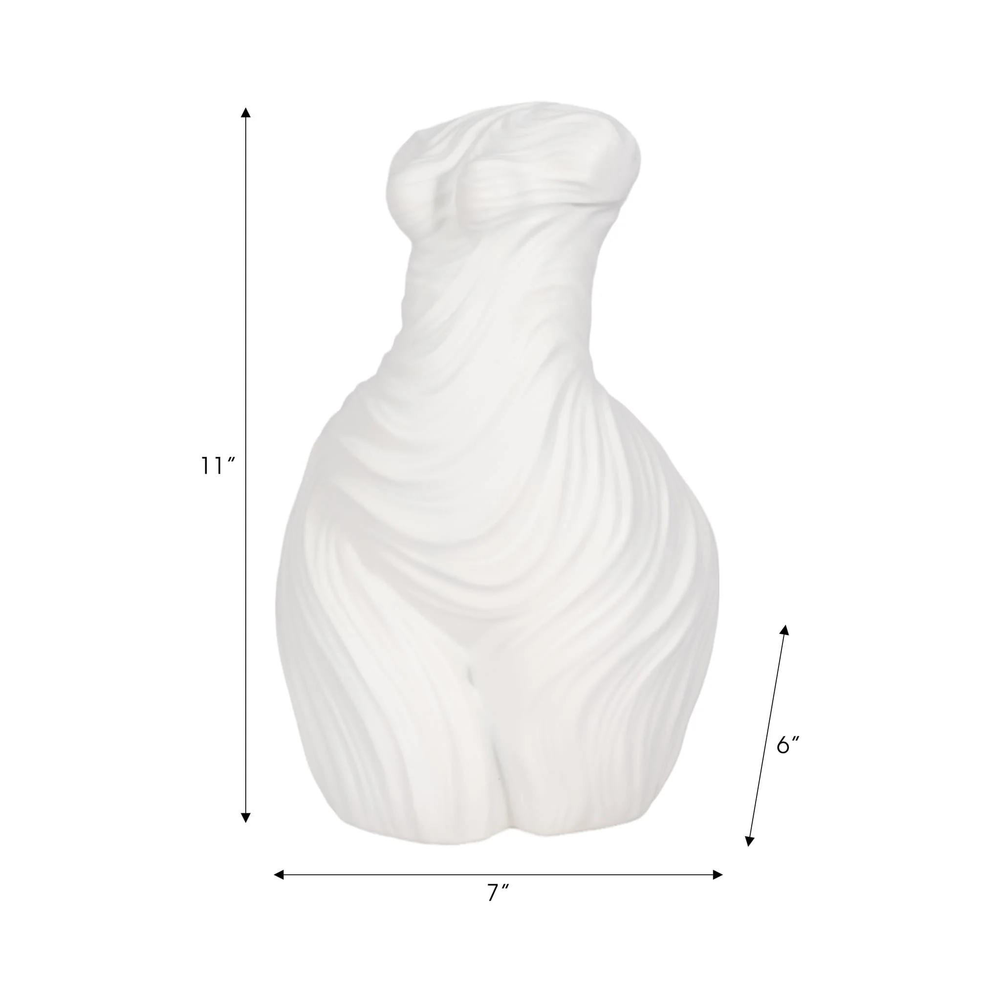 11" Curvy Ribbed Sculpture, White - Image 2