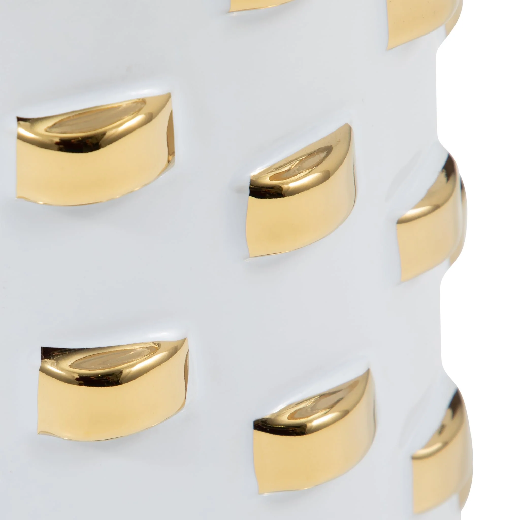 11" Cylinder Vase, White/gold - Image 4