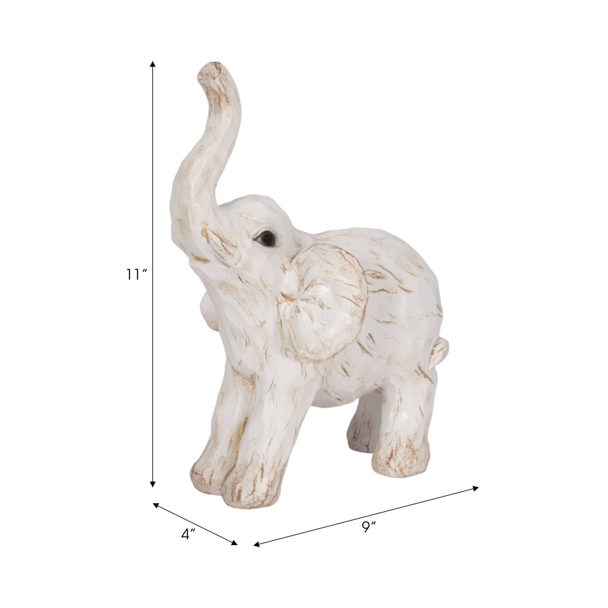11" Elephant Figurine , White - Image 9