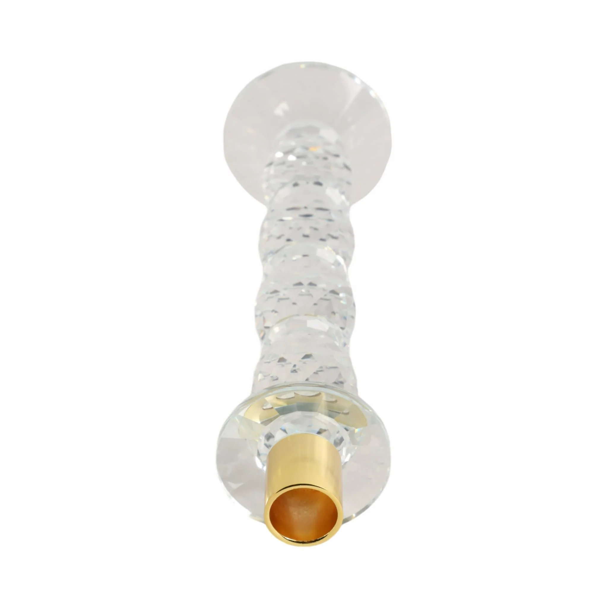 11" Etched Crystal Taper Holder, Clear/gold - Image 4