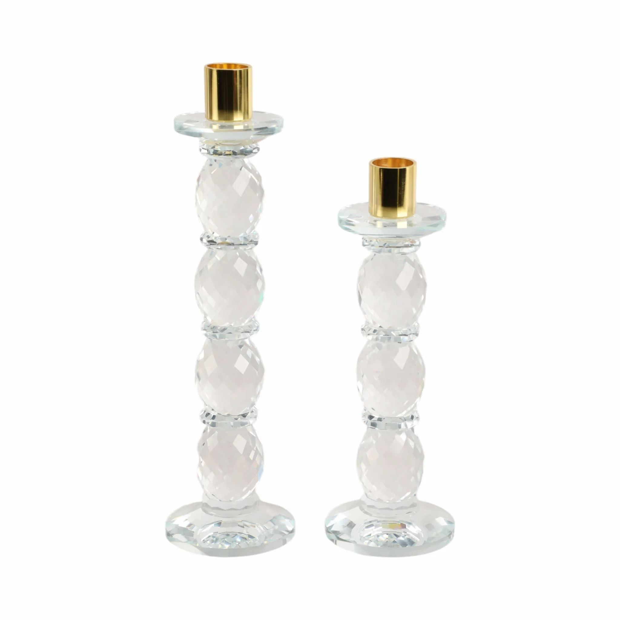 11" Etched Crystal Taper Holder, Clear/gold - Image 6