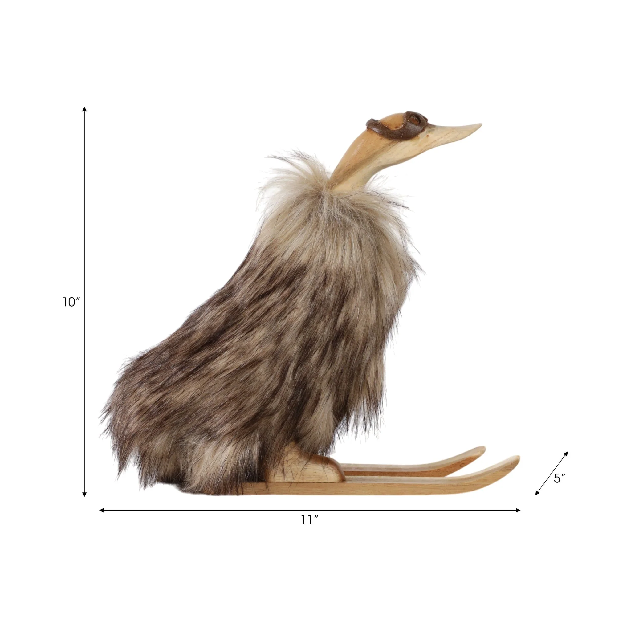11" Faux Fur Skiing Duck With Goggles, Tan - Image 2