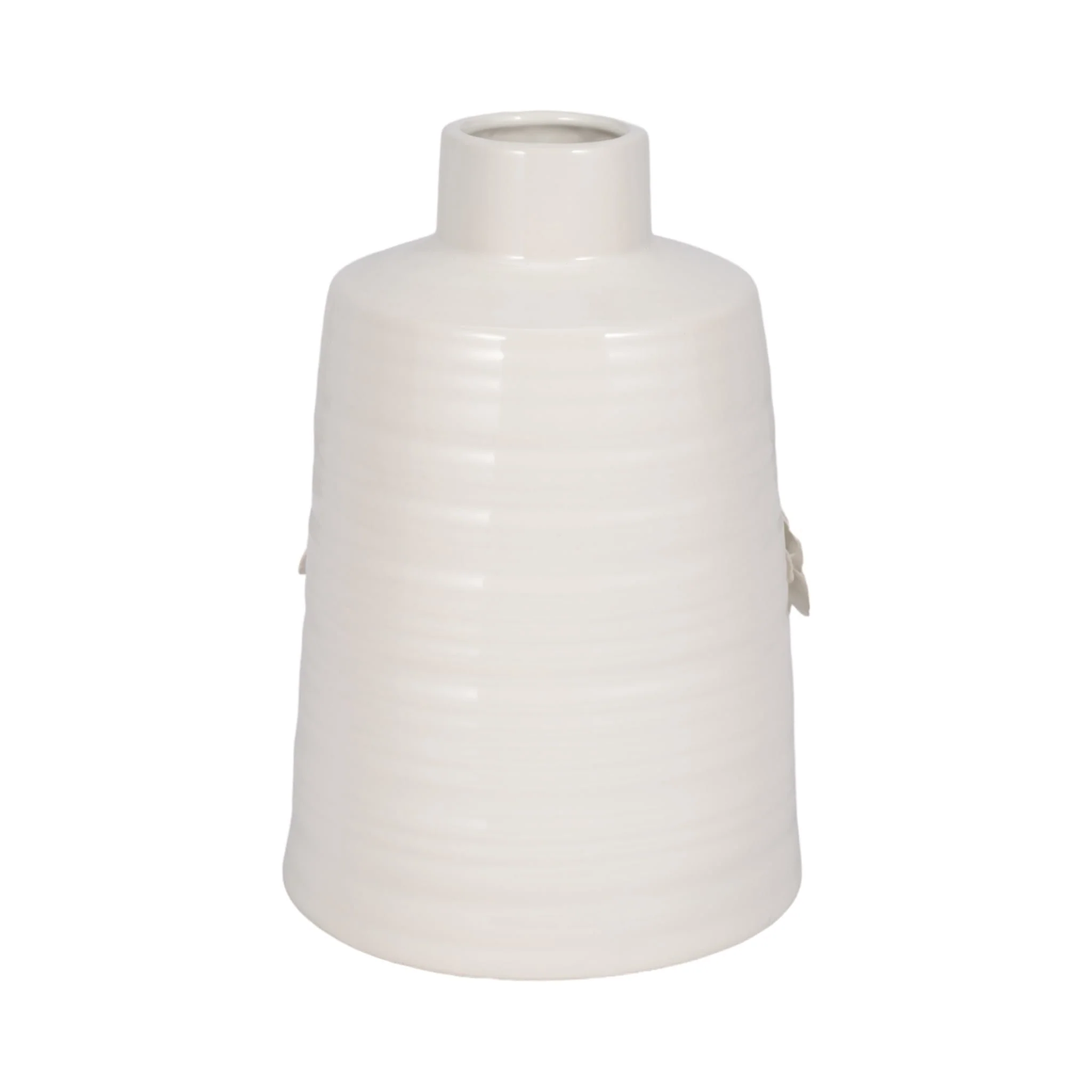 11" Floral Vase, White - Image 4