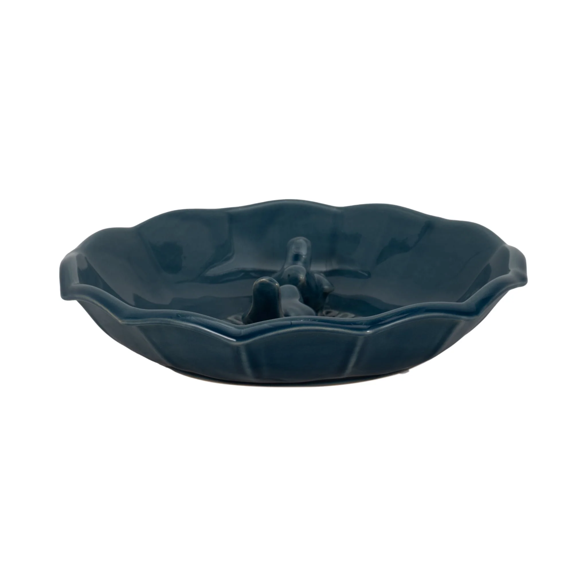 11" Flower Bird Bath, Blue - Image 3