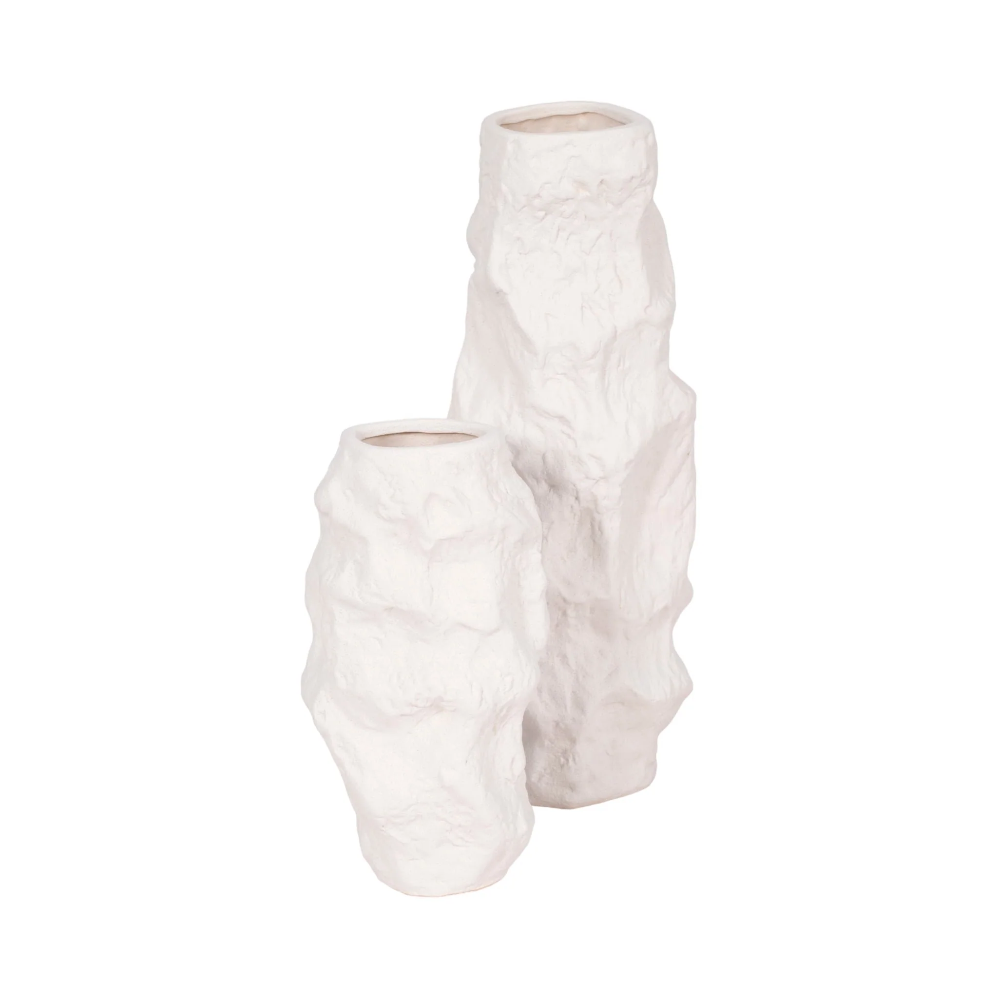 11" Jagged Textured Vase, White - Image 6