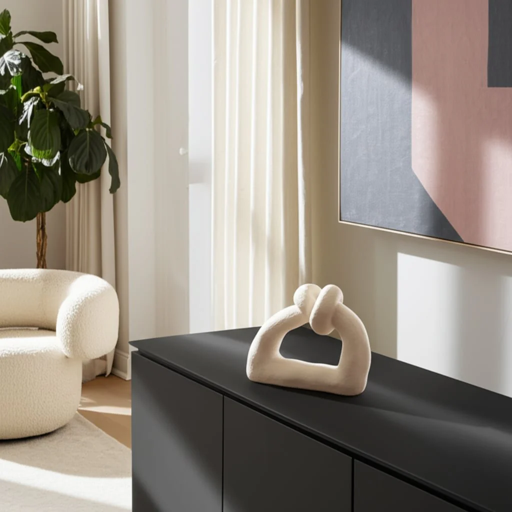 11" Knot With Open Cut-out Sand Glaze, Ivory - Image 9