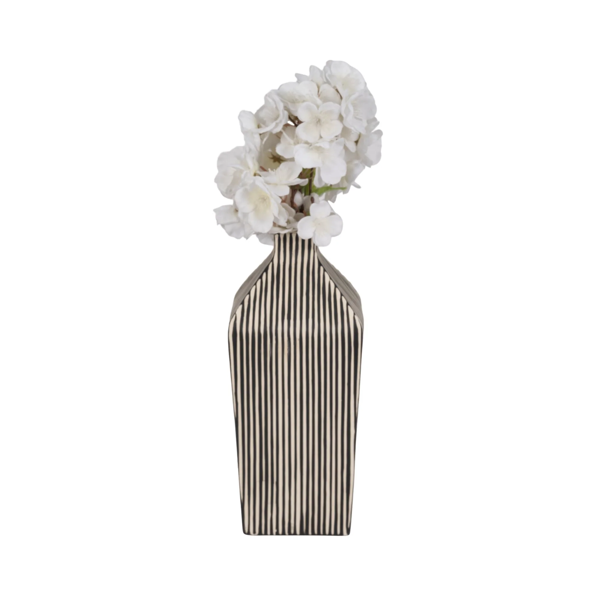 11" Lines Square Vase, Black/white - Image 2