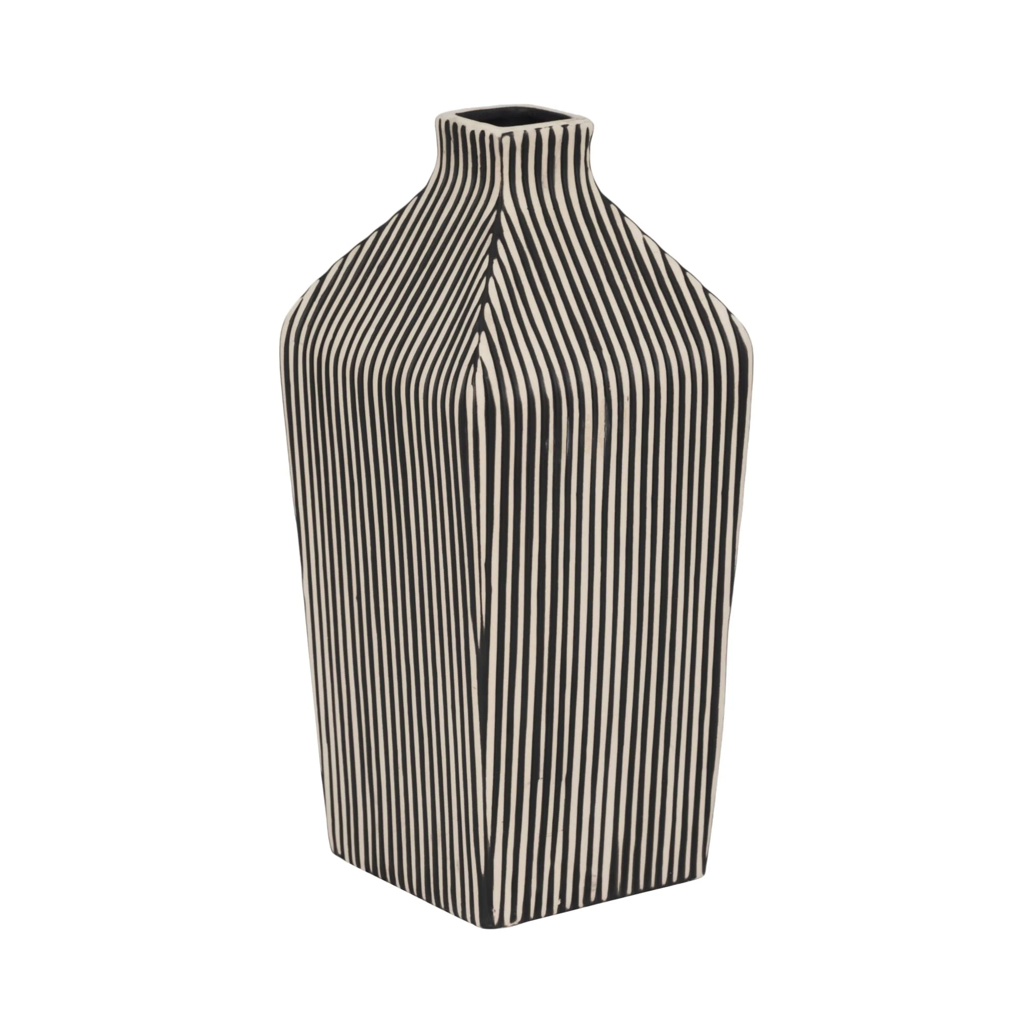 11" Lines Square Vase, Black/white - Image 3