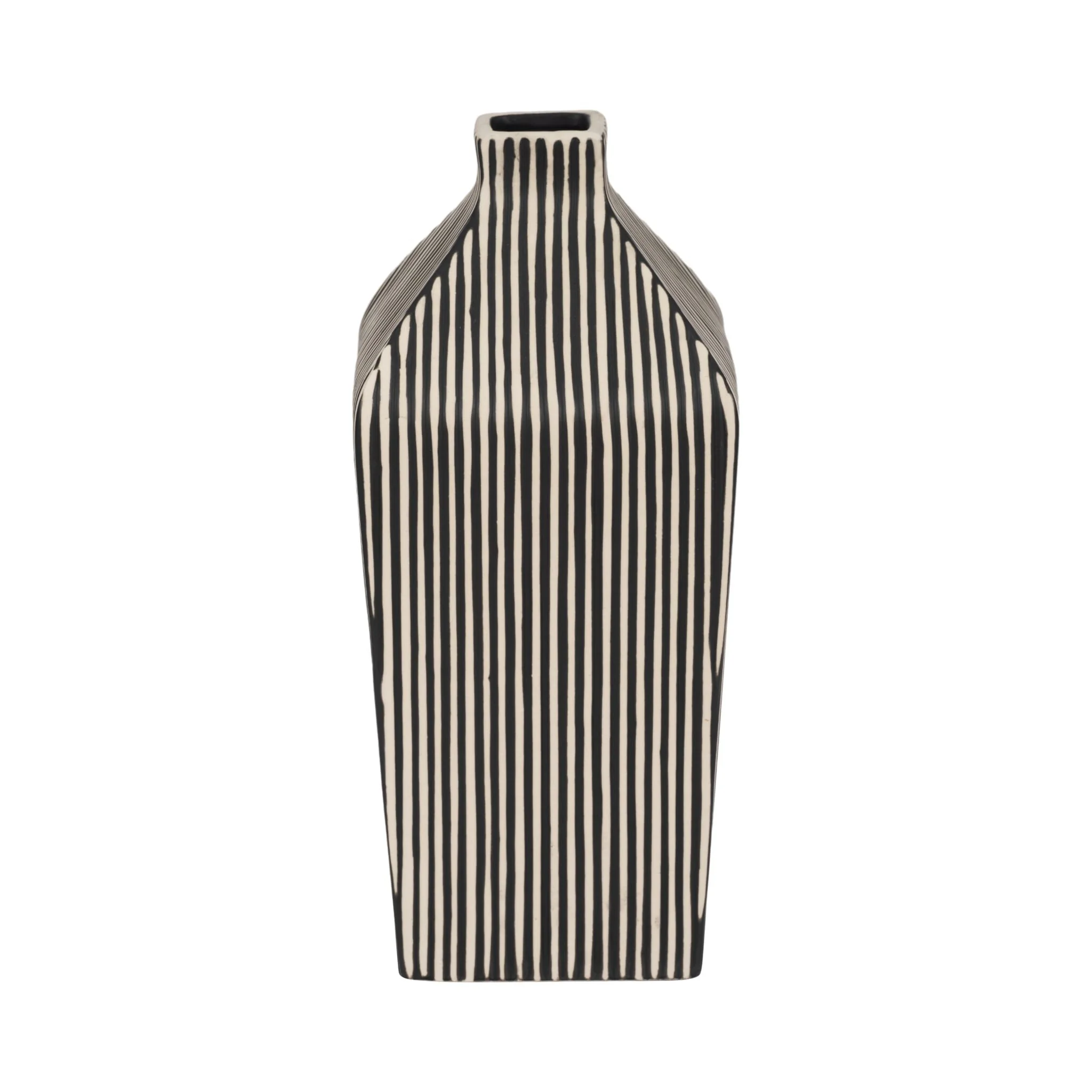 11" Lines Square Vase, Black/white - Image 4