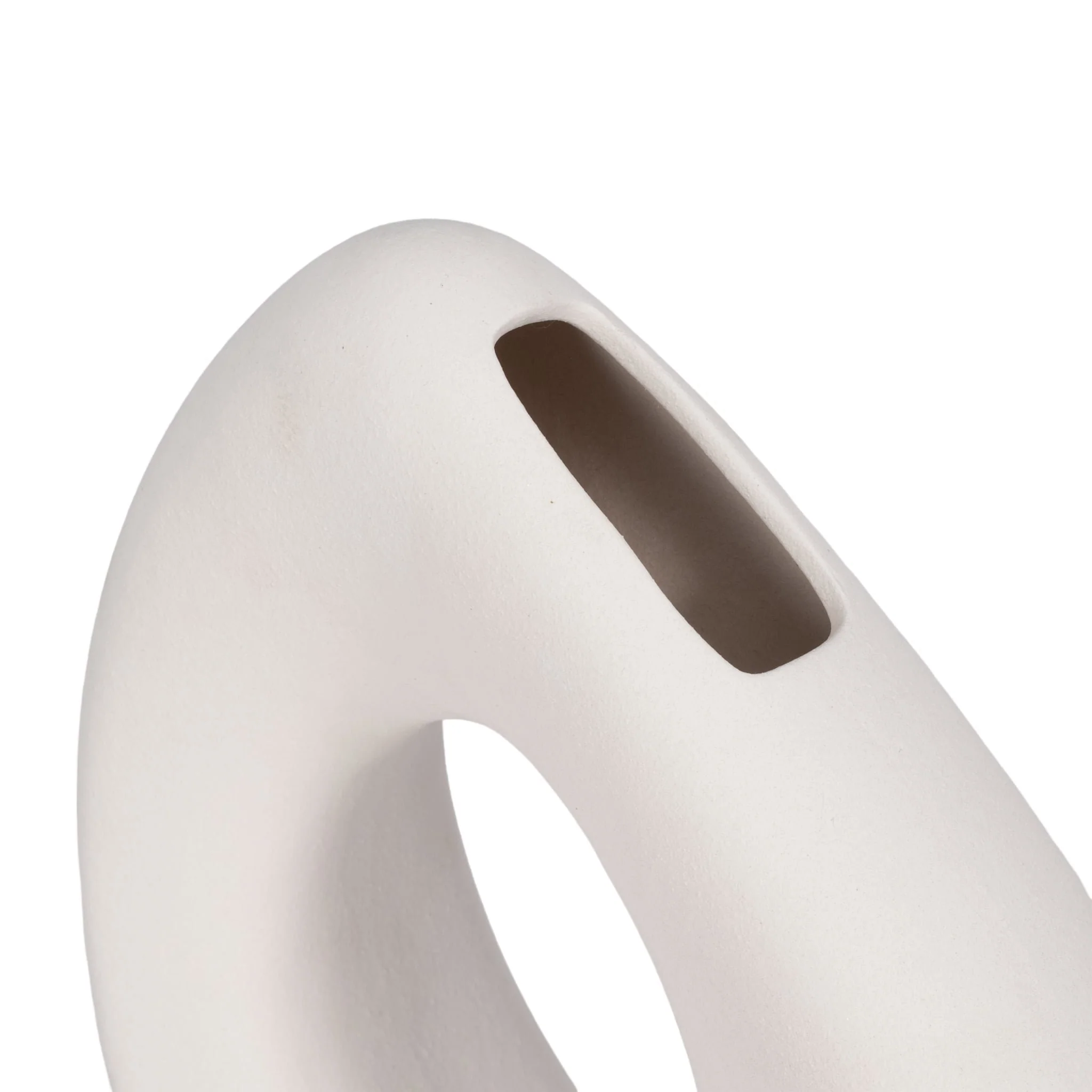 11" Lopsided Open Cut Out Vase Sand Texture, White - Image 5