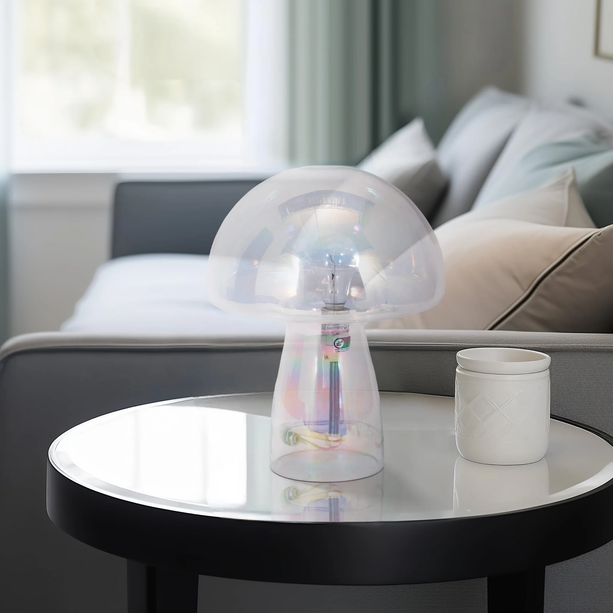 11" Luster Mushroom Lamp, Multi - Image 7