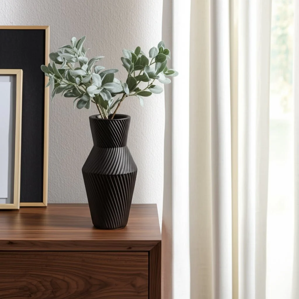 11" Modern Totem Vase, Black - Image 10