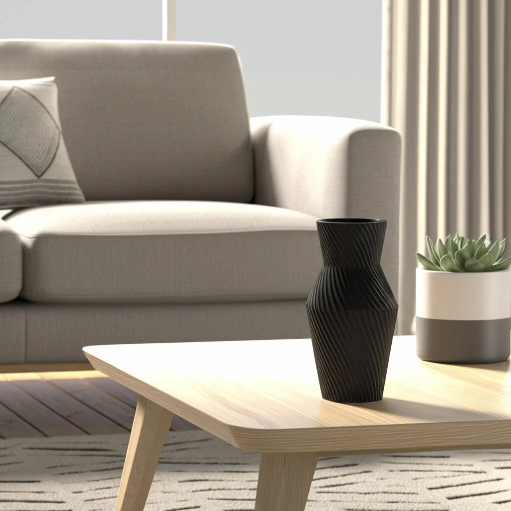 11" Modern Totem Vase, Black - Image 11