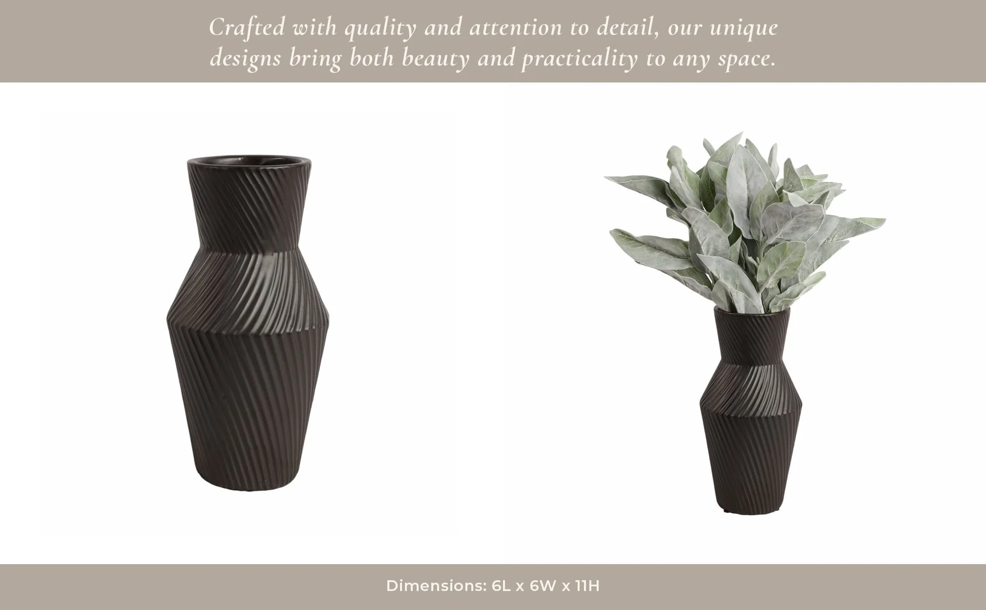11" Modern Totem Vase, Black - Image 12