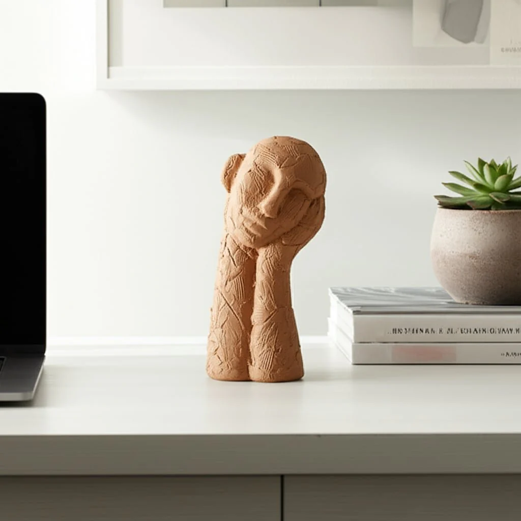 11" Resting Head On Hand Figure, Tan - Image 11