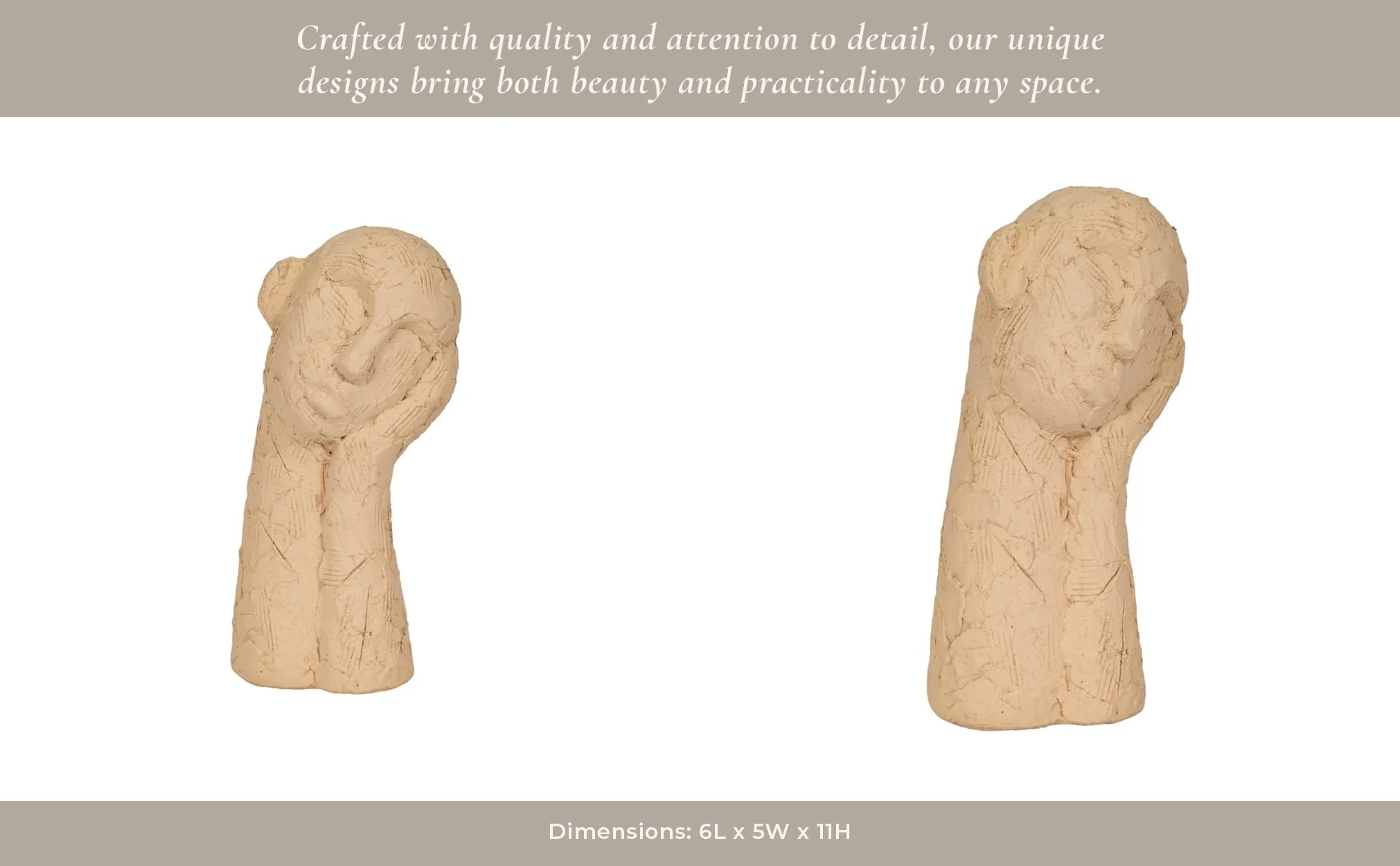 11" Resting Head On Hand Figure, Tan - Image 12