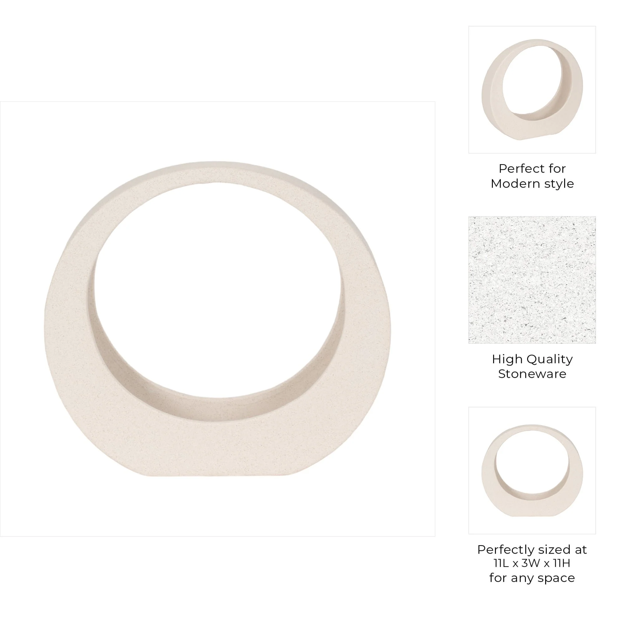 11" Sand Glaze Loop Object, White - Image 3