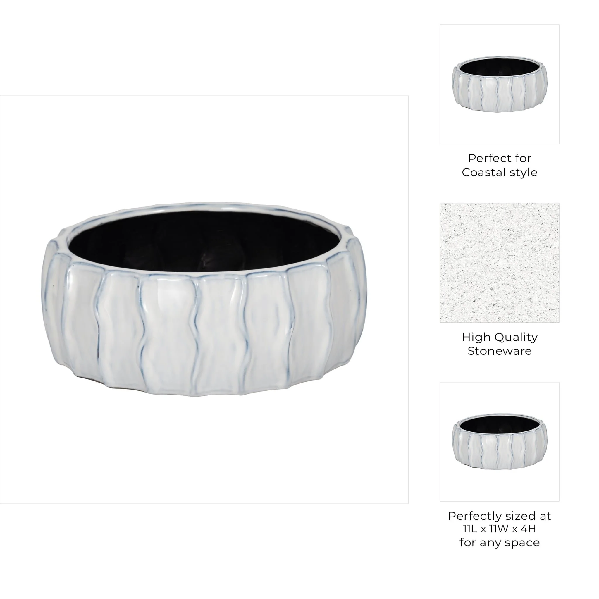 11" Sea Urchin Bowl, White/blue - Image 8