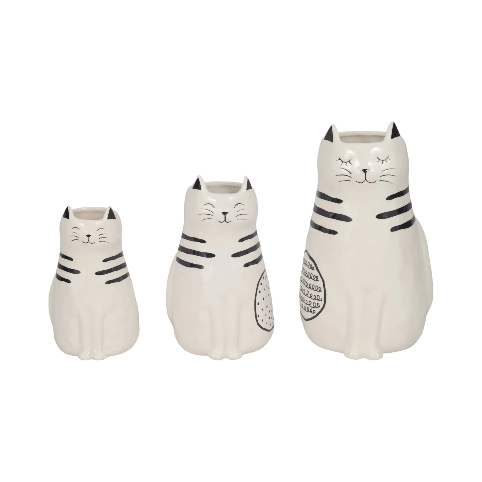11" Sitting Pretty Kitty With Vase Opening, White/ - Image 8