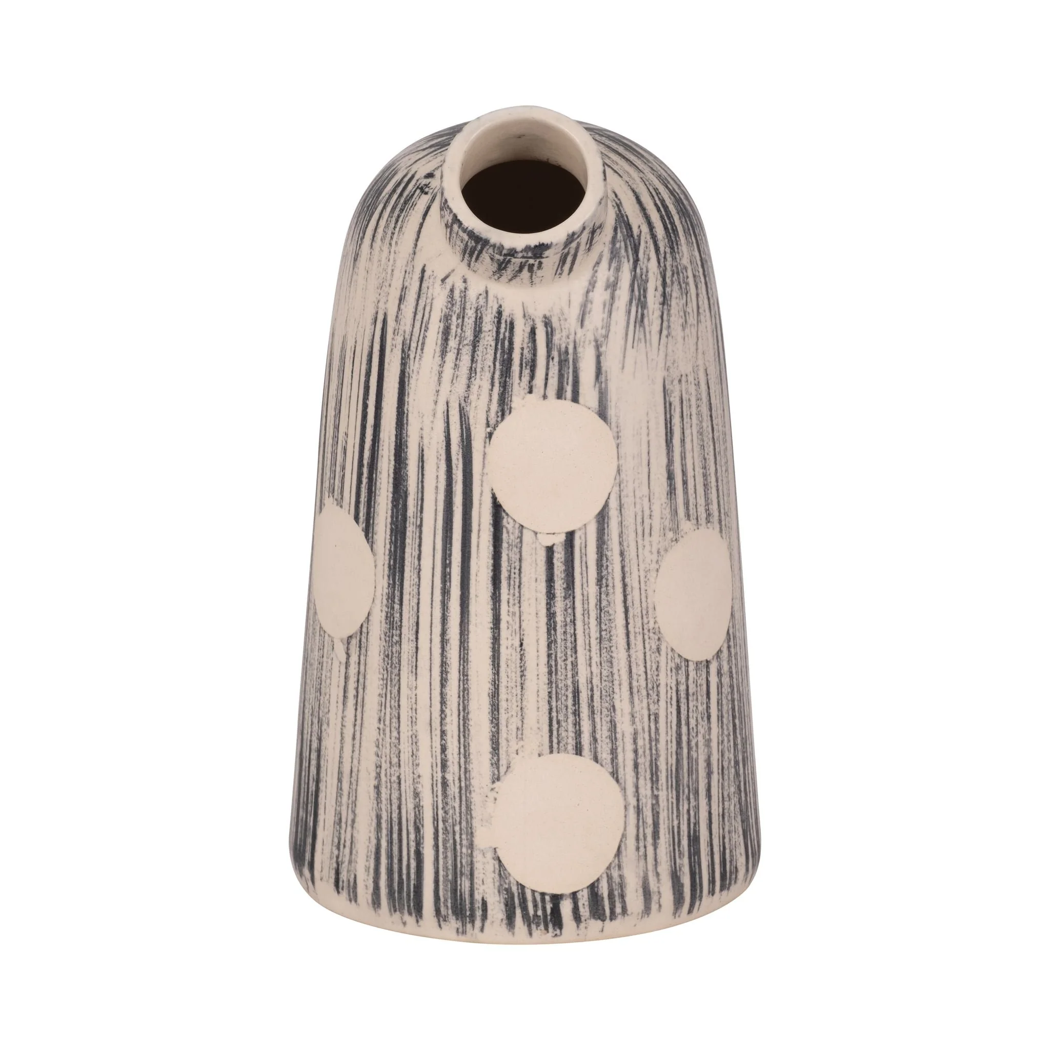 11" Striped Polka Dot Vase, Blue/ivory - Image 4