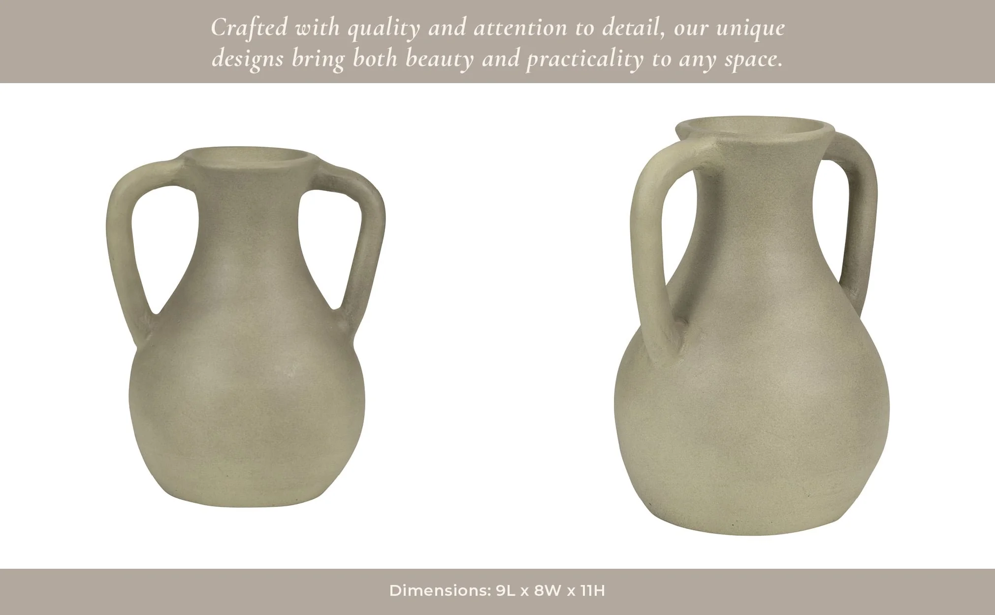 11" Terracotta Jug Vase W/ Handles, Sage Green - Image 14