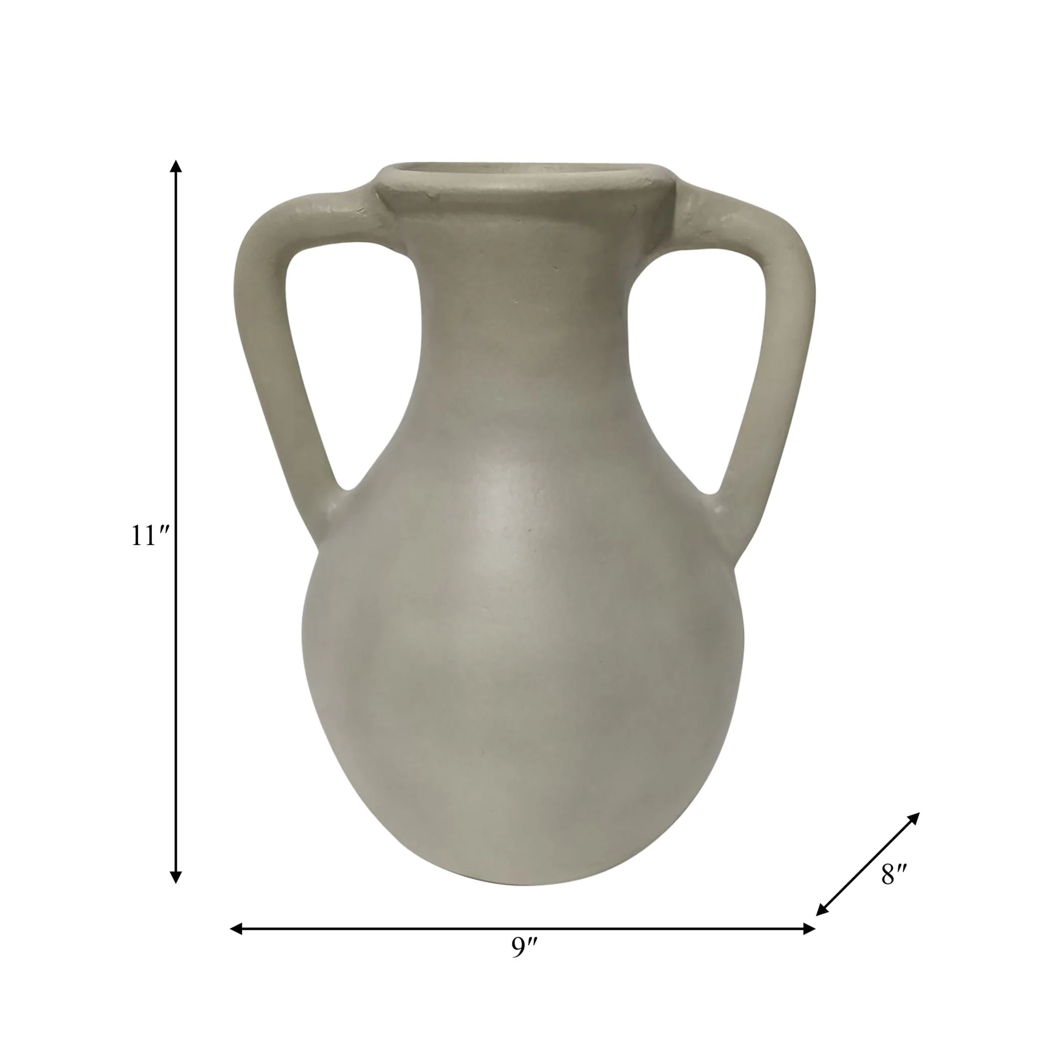 11" Terracotta Jug Vase W/ Handles, Sage Green - Image 9