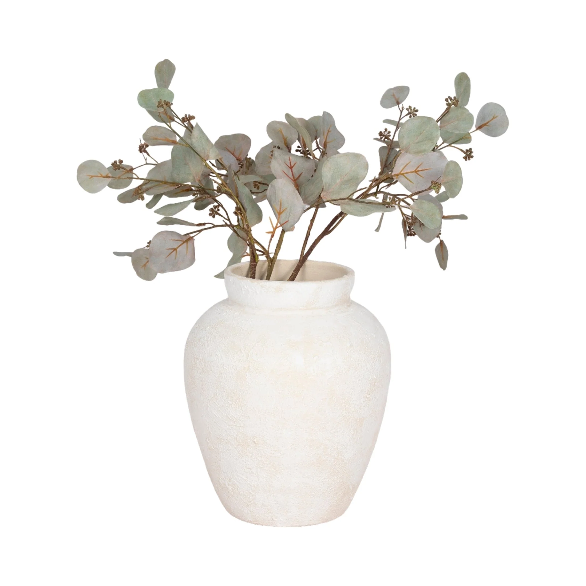11" Textured Terracotta Vase, Ivory - Image 2