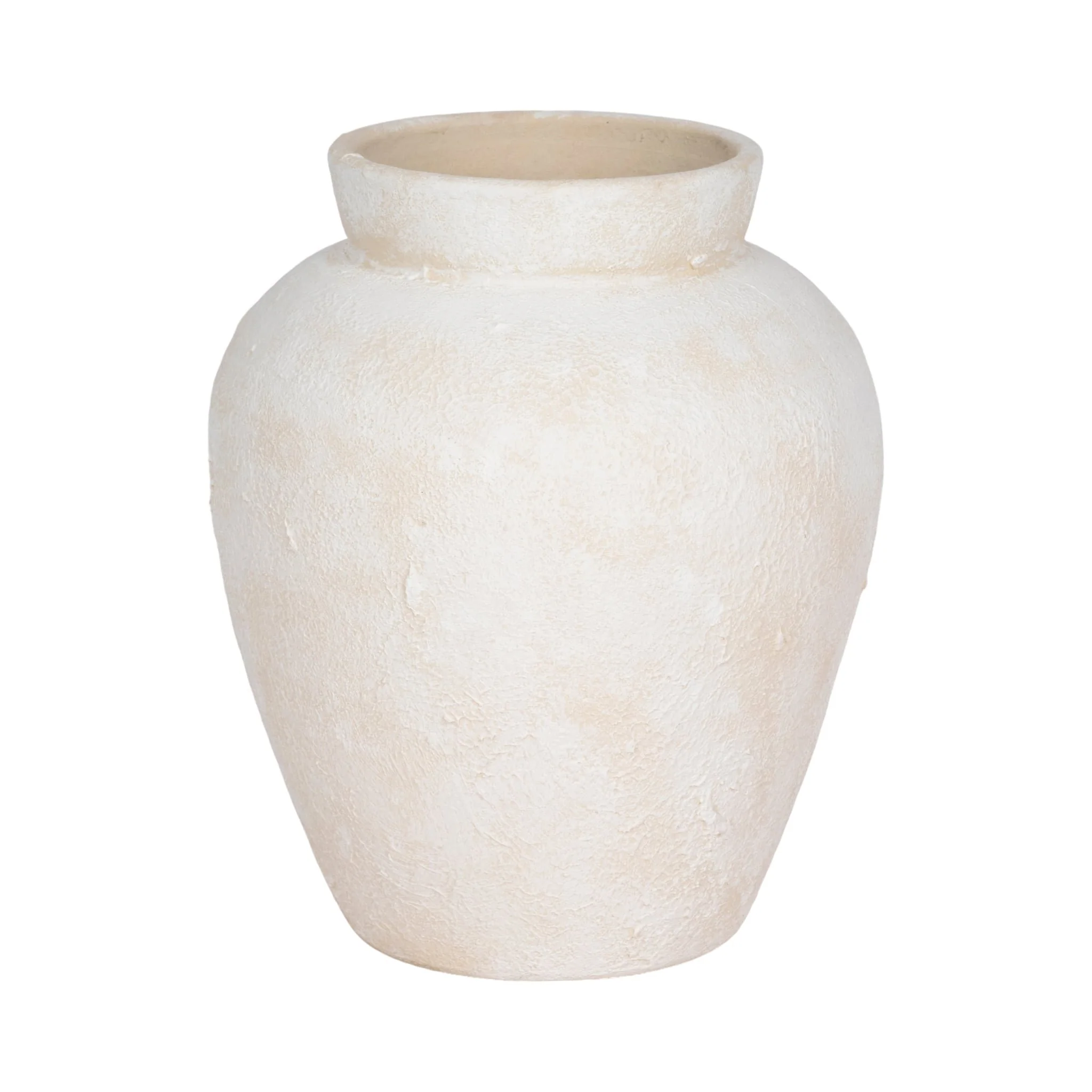 11" Textured Terracotta Vase, Ivory - Image 3