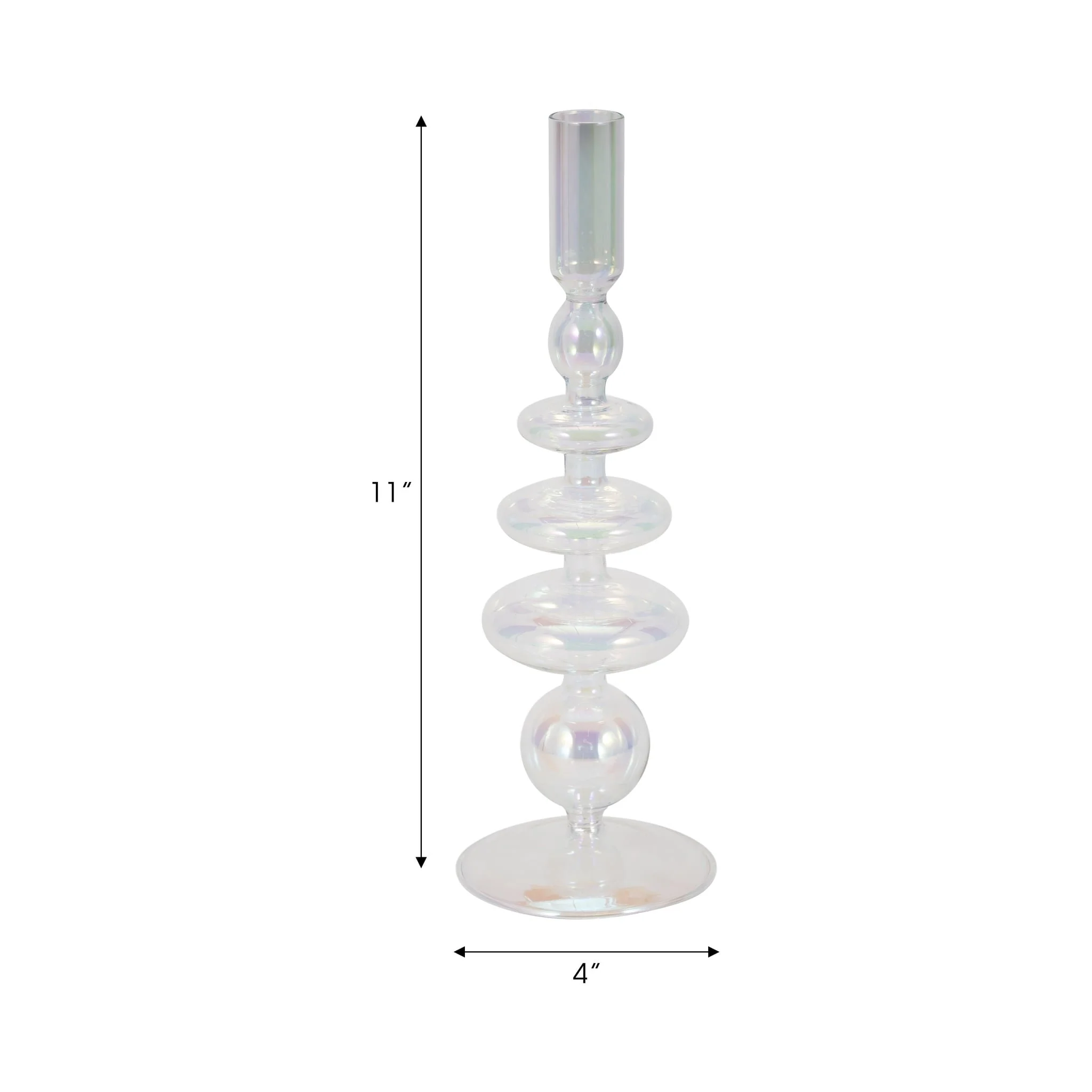 11" Vintage Glass Taper Candle Holder, Luster - Image 2