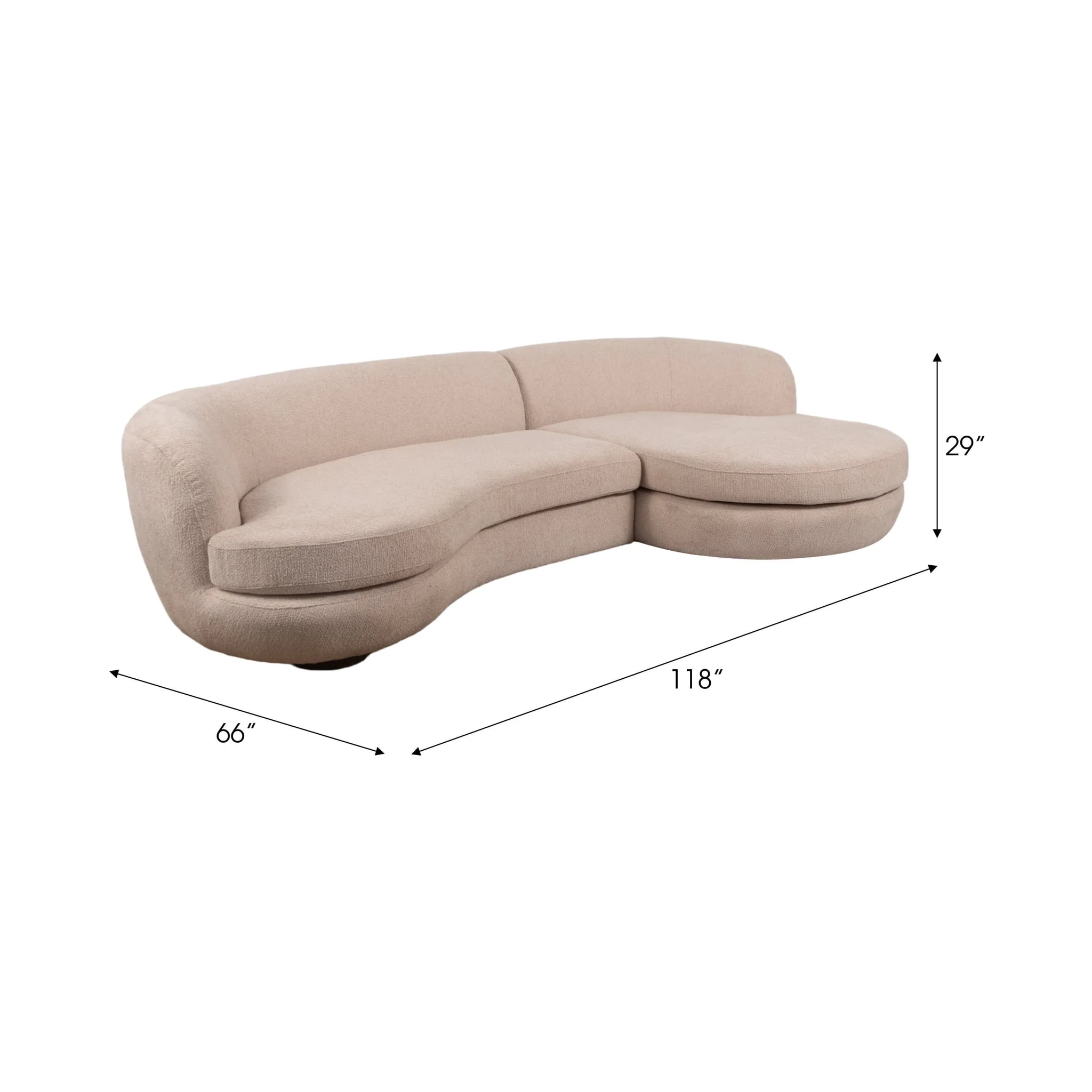 118" Raf Chaise Sofa, Blush 2 Bx - Image 9