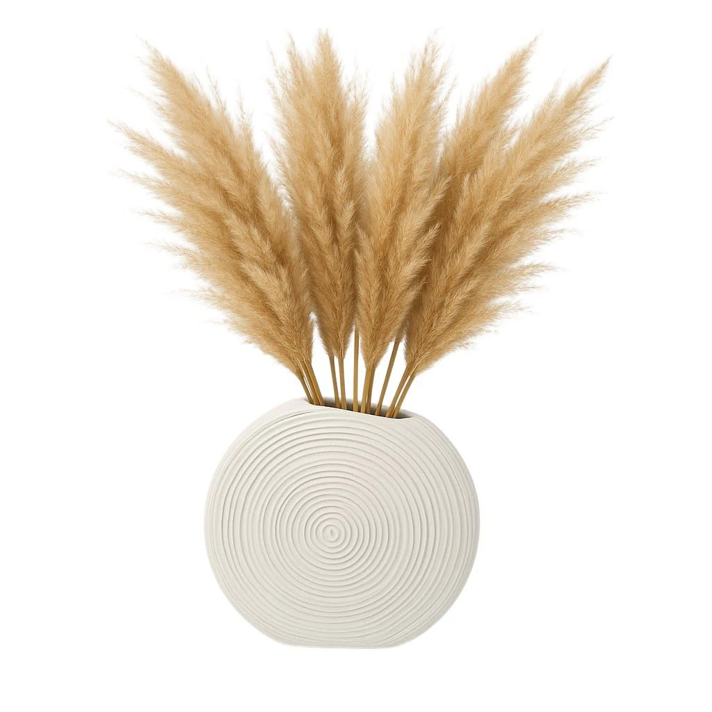 11"h Oval Swirled Vase, White - Image 2