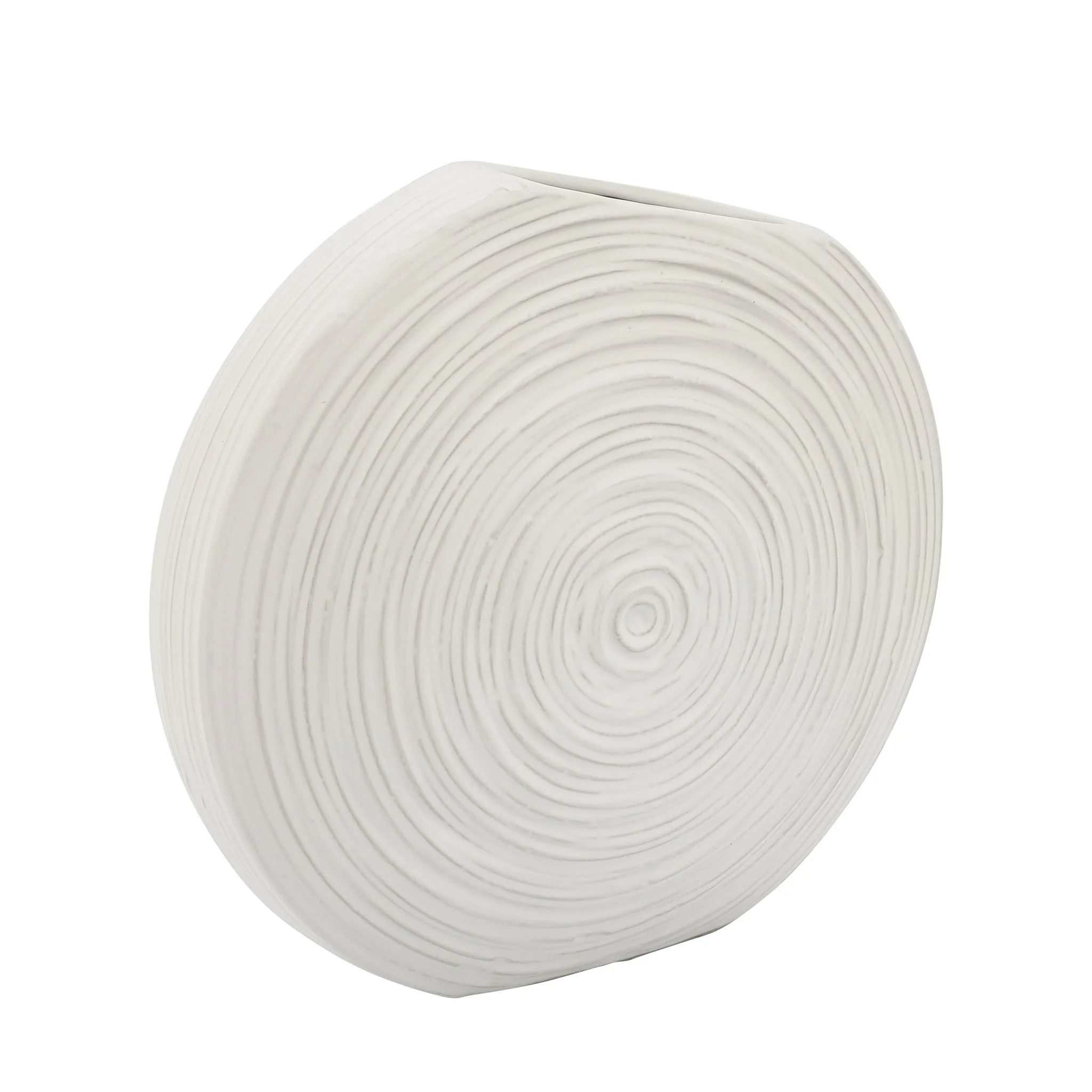 11"h Oval Swirled Vase, White - Image 3