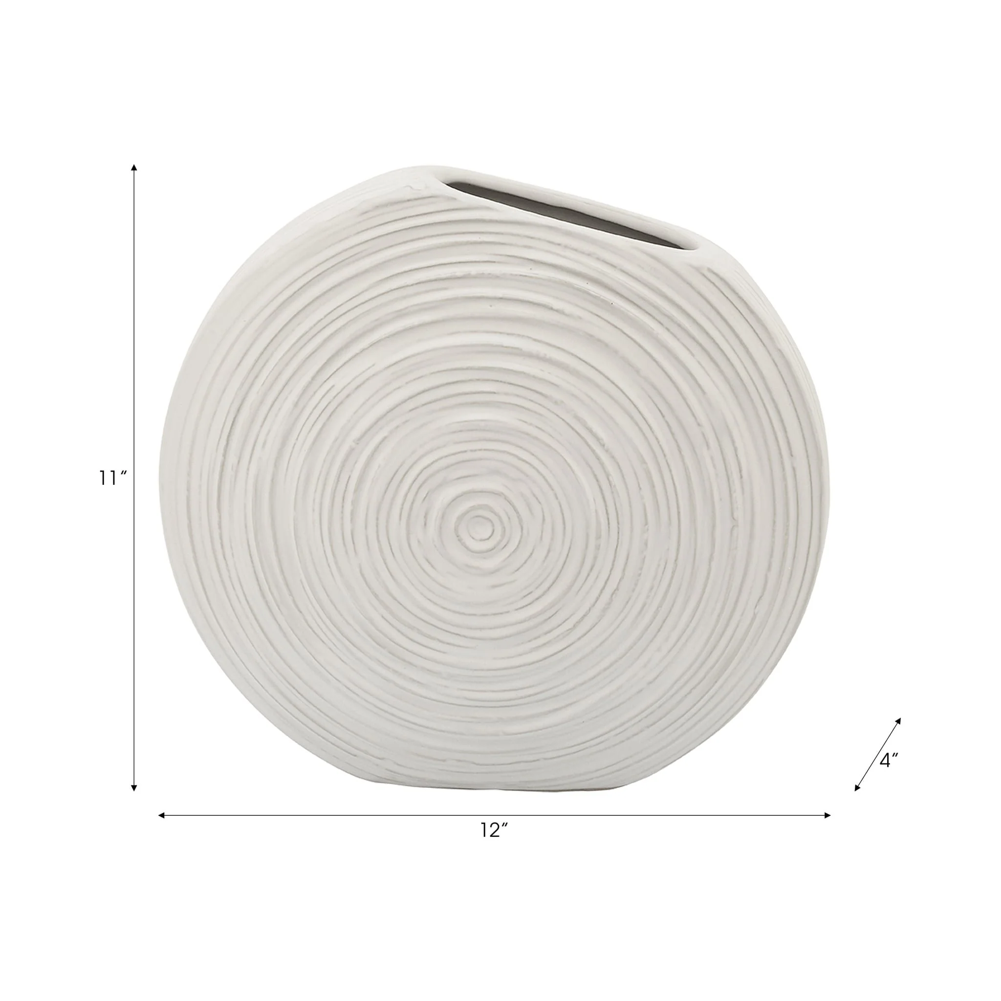 11"h Oval Swirled Vase, White - Image 6