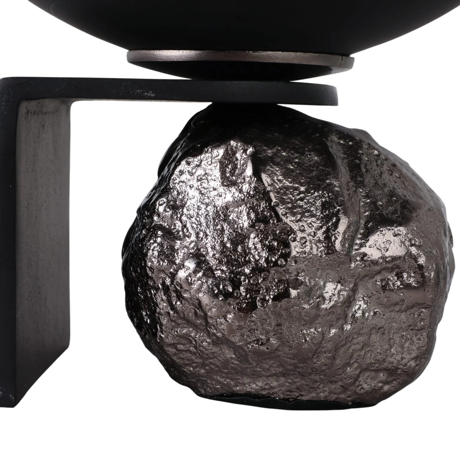 11x10" Glass Bowl On Rock Pedestal, Black/silver - Image 5