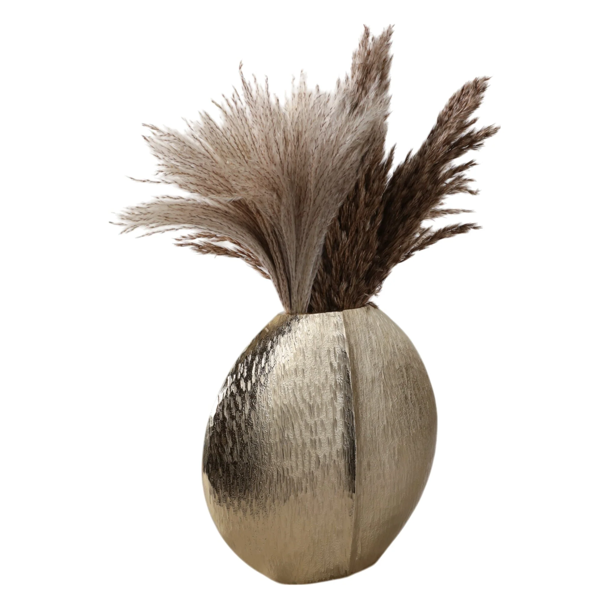 11x10" Modern Round Metal Vase, Gold - Image 2