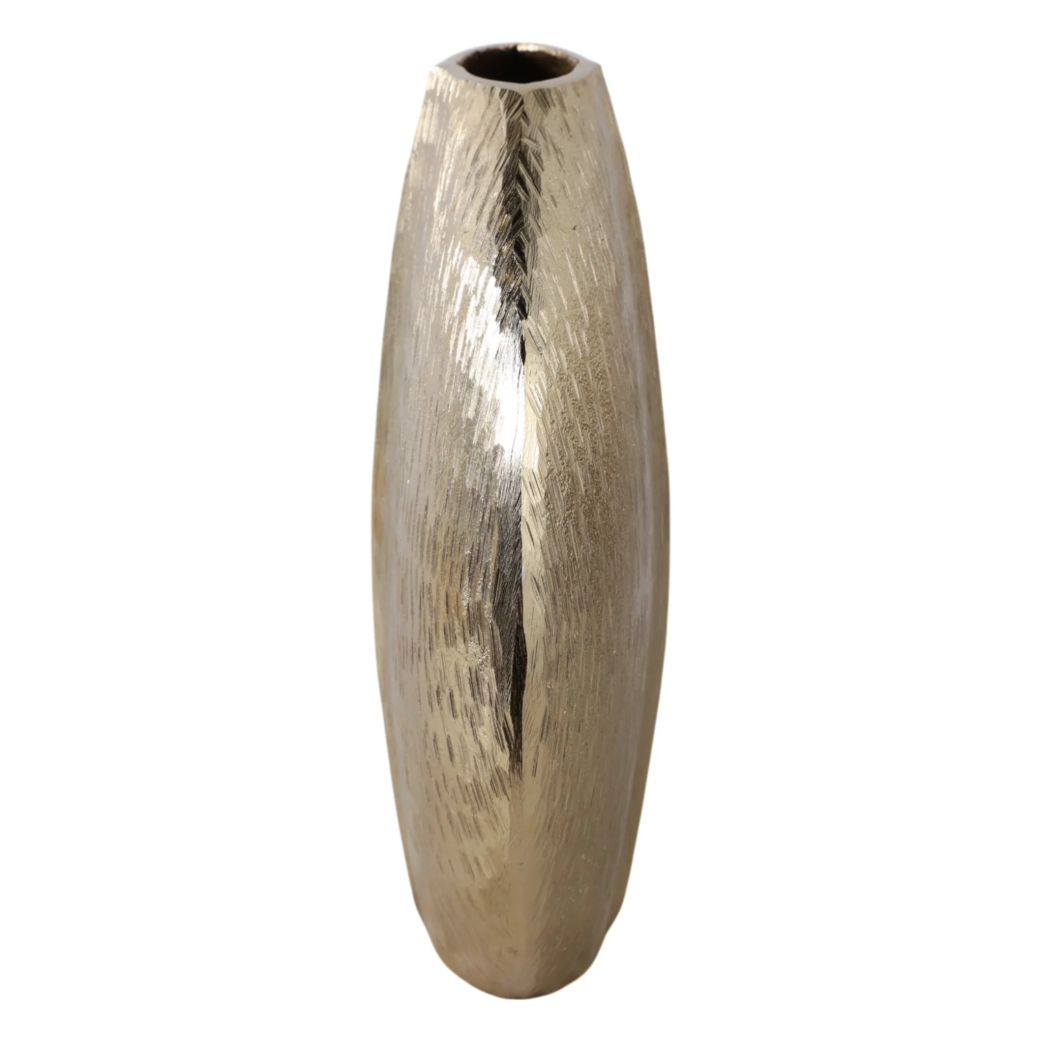 11x10" Modern Round Metal Vase, Gold - Image 3