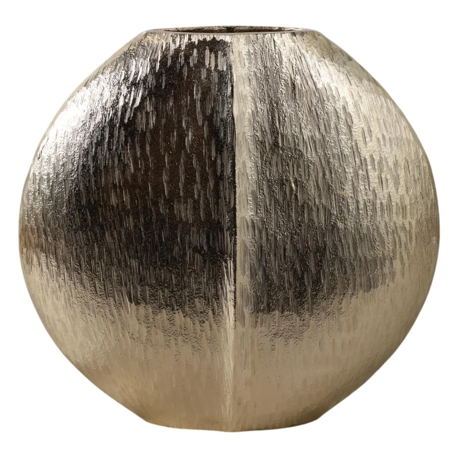 11x10" Modern Round Metal Vase, Gold - Image 4